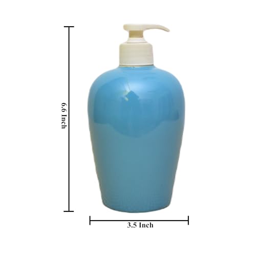 Image of Ceramic Liquid Soap Dispenser, 450 ml, Wedgewood | Refillable Pump Bottle for Hand Wash, Lotion, Shampoo & Kitchen Use, 1 Piece