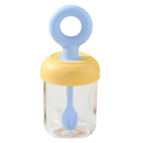 Kivivaka Tazza portatile da 500 ml con cucchiaio, contenitore per insalata a prova di perdite, yogurt, frutta, barattolo per pasti portatile con posate incorporate, giallo