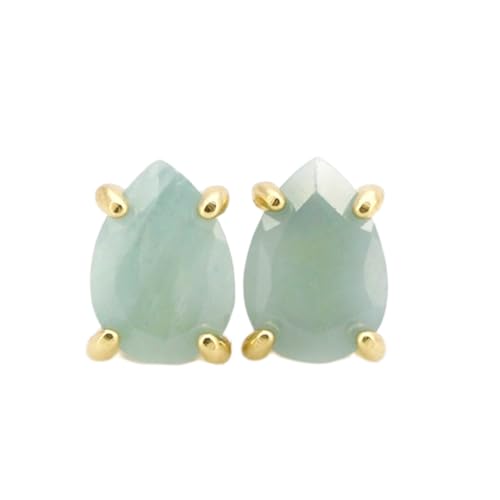 Aigue-marine puces d'oreilles argent 925 hypoallergénique et or