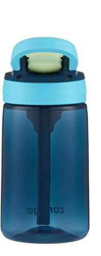 Image of Contigo Kids Water Bottle with designed AUTOSPOUT Straw, 14 oz., Blueberry Ocean