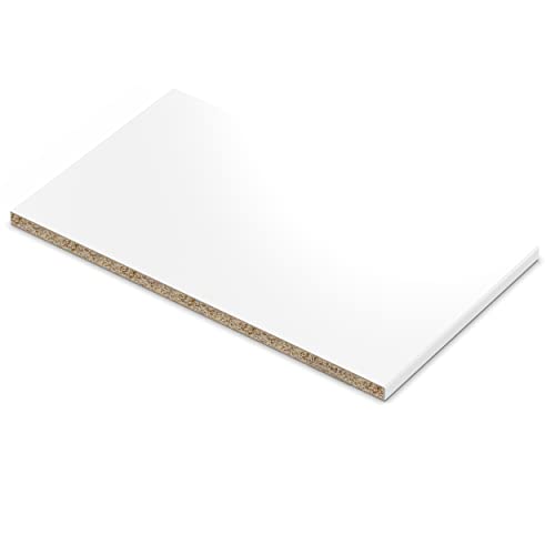 Foto von AUPROTEC Einlegeboden Regalboden 19 mm Holz Zuschnitt nach Maß Größe bis max 1000 mm breit x 800 mm tief melaminharzbeschichtet mit Umleimer ABS Kante: Farbe weiß