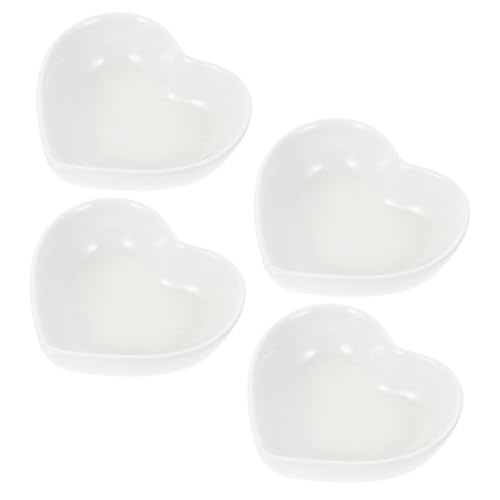 FRCOLOR 4個 心形セラミック小皿 調味料用ディップボウル オードブル皿 ハート型デザイン 食卓を彩る家 レストラン用 再利用可能