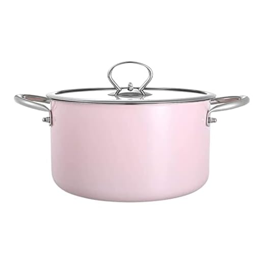 Wok Pan Emalj soppa Pot Deep Pot Universal Wok Gas Spis Induktion Spis Cherry Powder 20cm Kokkärl