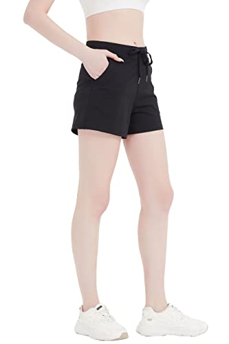Riboom Women'S Running Shorts Workout Hiking Athletic Shorts Travel Casual Shorts For Women With Pockets Black thumb #3