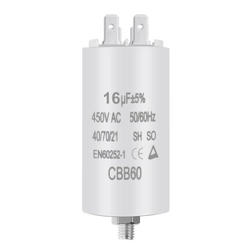 OFFCUP CBB60 Condensador Permanente 16μF, 450V 50/60Hz - Condensador de Arranque para Motores Eléctricos, Adecuado para Bombas, Compresores, Lavadoras, Aires Acondicionados
