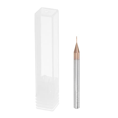 Image of uxcell Square Nose End Mill, 0.5mm Solid Carbide AlTiSin Coated Long Reach CNC Router Bits 2 Flutes Milling Cutter with Extended Neck, 4mm Cutting Length 4mm Shank