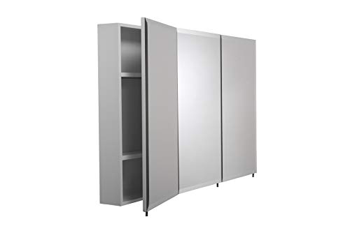 Croydex Burwell Tri-View, Surface Mount Hang 'N' Lock Easy Installation Medicine Cabinet, 48In (W) X 30In (H), White Steel #TOP6