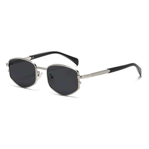 Image of LJCZKA Trendy Square Metal frame Sunglasses for Women Men Retro Polygon Sun Glasses Luxury Classic Shades