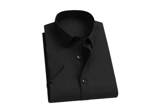 Chemise manches courtes homme noire ajustée, du bureau aux terrasses d'été