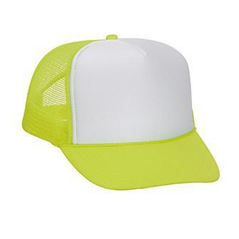 Image of OTTO Neon Polyester Foam Front 5 Panel High Crown Mesh Back Trucker Hat