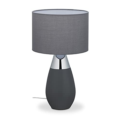 Relaxdays Nachttischlampe mit Touch, E14, moderne Touchlampe, HxD: 49 x 28...