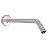 HarJue Shower Arm with Flange and Teflon Tape, Wall Mounted Shower Pipe 304 Stainless Steel Extension Arm for Fixed Shower Head & Handheld (12 Inches, Brushed Nickel)