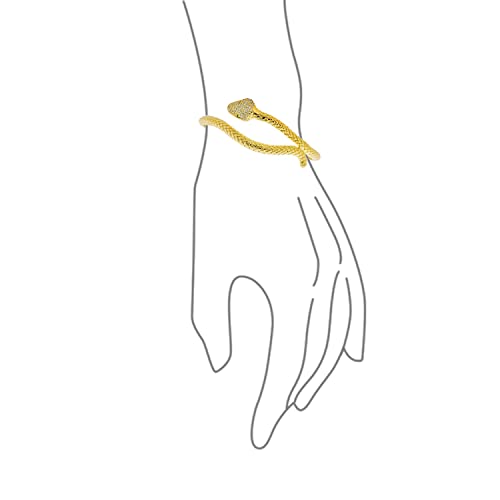 Egyptian Serpent Style Green Eye Cz Cubic Zirconia Bypass Wrapping Statement Snake Cuff Bangle Bracelet For Women 18K Yellow Gold Plated Brass #TOP2