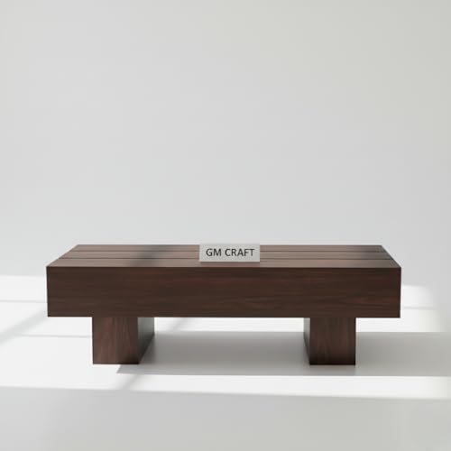 Image of Sheeshsam Wooden Coffee Center Table - Solid Wooden Coffee Table for Living Room - Tea Table Teapoy Center Piece for Home Sofa Center Table for Living Room (Walnut, Jason)