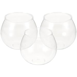 Alipis 3Pcs Plastic Fish Bowl, Clear Gold Fish Bowl Shatterproof Small Betta Fish Tank Desktop Round Aquarium Multi-purpose Bowl for Fish Bowl, Drinking Fish Bowl, Candy Holder, Vase, M