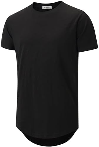 KLIEGOU Men's Slub Cotton Longline T-Shirt | 100% Textured Cotton...