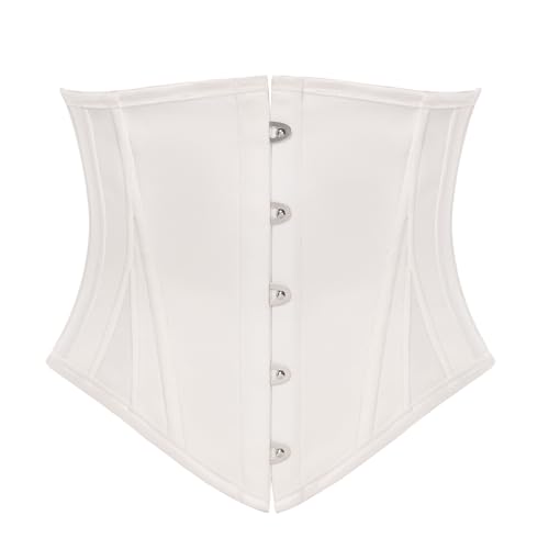 Scarlet Darkness Corset Belt for Women Underbust Satin Waist Training Cincher Corset White Size 6