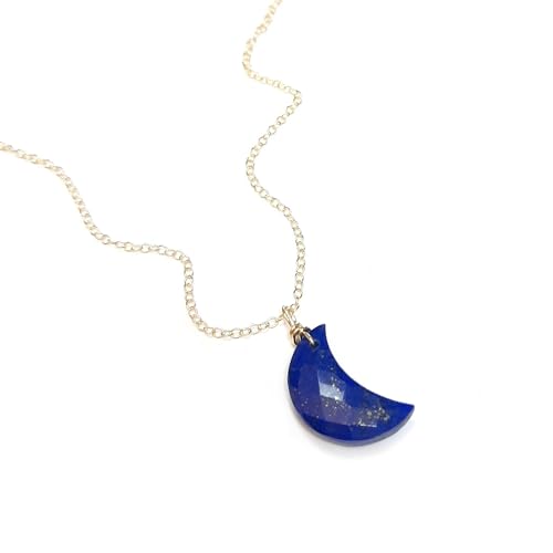 Collier Lune en Lapis-Lazuli le cadeau idéal en argent 925 doré précieux