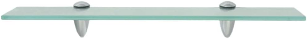 Floating Shelf Set of 2 Clear Tempered Safety Glass, Zinc Alloy Brackets, 19.7x19.7 Inch Rectangular Wall Mounted Display for Bathroom, Kitchen, Living Room Decor