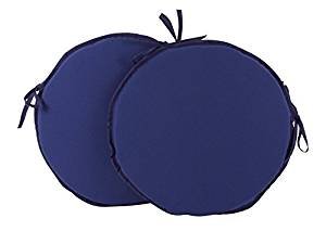 Artistic Fashionista Luxury Foam PLAIN ROUND SEAT PADS/CUSHIONS WITH TIES For Garden Dining Table Kitchen Or Office (Pack of 2, Blue)