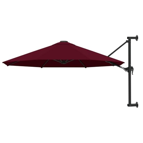 Xichuzi Sombrilla de Pared con Barra de Metal 300 cm Burdeos, Parasoles De Jardin, Sombrilla Piscina, Sombrilla Terraza Exterior, Parasol Playa, Sombrillas para Jardin - 47298