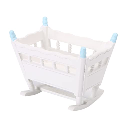 KICHOUSE Cuna Miniatura para Muñecas Mobiliario Decorativo para Casas De Muñecas Cuna De Juguete Accesorio De Dormitorio Miniatura Adorno para Casa De Muñecas