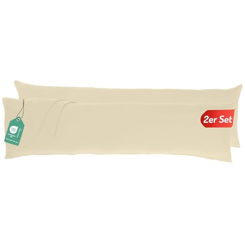 Livessa Seitenschläferkissen Bezug 40 x 145 (2er Set) - Verdeckter Reißverschluss an der Langen Seite,%100 Baumwolle Jersey Stoff, Oeko-Tex Zertifiziert, Ultra weich und atmungsaktiv
