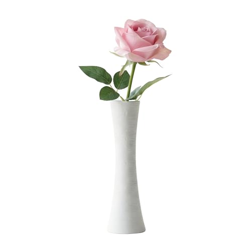 VASANA Jarrón pequeño de cerámica blanca de 20 cm para decoración del hogar, sala de estar, oficina, centros de mesa, decoración de boda