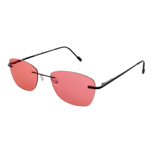 BRADDELL FL-41 Rose Tinted Migraine Light Sensitivity Rimless Glasses for Fluorescent LED Glare, Photophobia and Eye Strain2