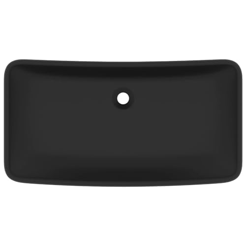 vidaXL Luxus Waschbecken Rechteckig Waschtisch Aufsatzwaschbecken Waschplatz Handwaschbecken Aufsatzwaschtisch Matt Schwarz 71x38cm Keramik