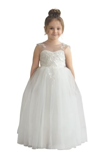 Flower Girl Dress for Wedding First Communion Dresses Floor Length Tulle Lace Applique Princess Birthday Prom Gown