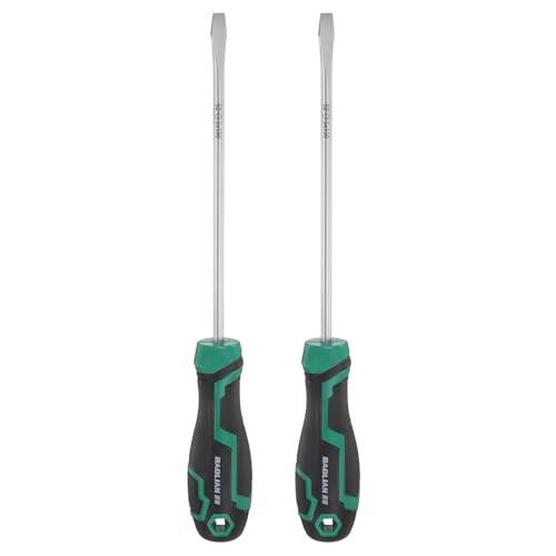 Image of sourcing map 2pcs SL5 Flat Head Screwdriver 9.6" Length S2 Steel Magnetic Slotted Screwdrivers with Ergonomics Grip for Fastening Loosening DIY Repairing