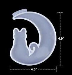 EnaMeena 2-Pack Moon Cat Silicone Molds for Epoxy Resin Casting. Perfect for Luna Wall Decor, Home Accents, Halloween Decorations, and Craft Projects.