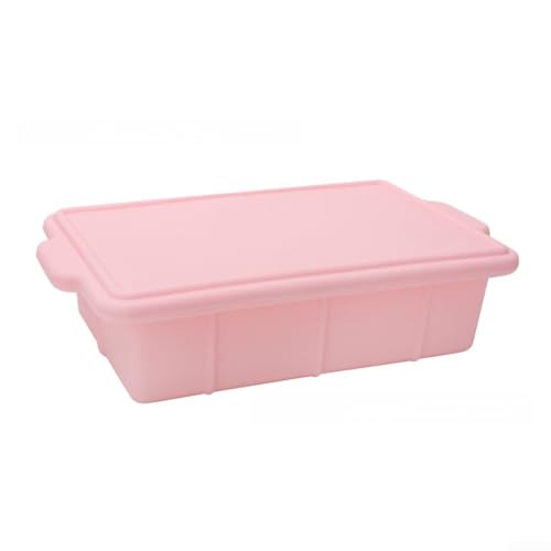 Plateaux en silicone avec couvercle intégré pour congeler les repas tout en conservant la saveur, joint étanche, fonctionne avec les systèmes micro-ondes et lave-vaisselle (rose)
