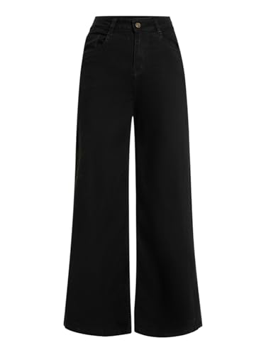 Image of Miss Chase Women's Wide-Leg High-Rise Regular-Length Stretchable Shaping Denim Jeans