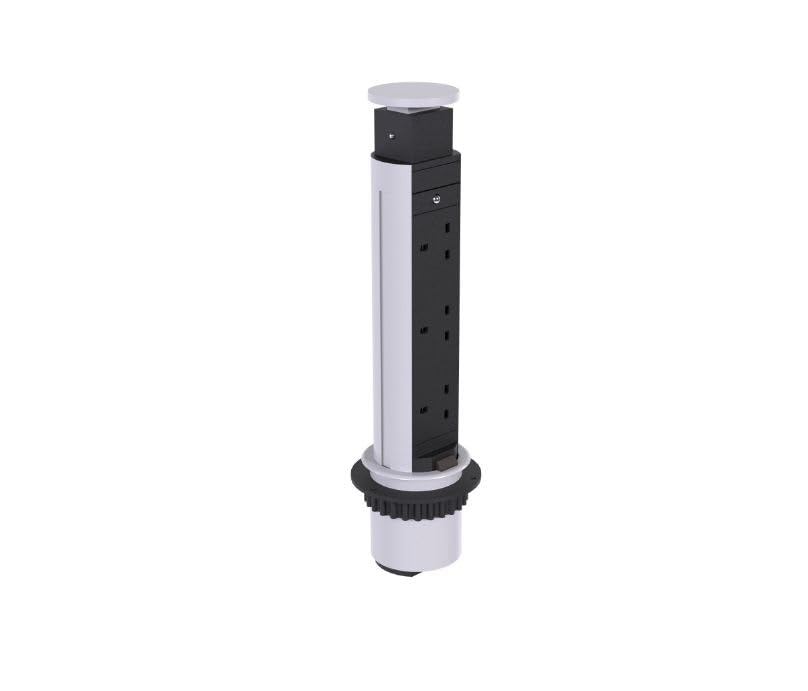 Elektrima Tubus Pop up Socket, Vertical, Lead Pull up Socket worktop, deskop (Silver)