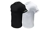 Spyder Mens Performance Moisture Wicking Crew Neck Undershirts/Ultra Soft Stretch Sports T-Shirt(Black/White, Medium)