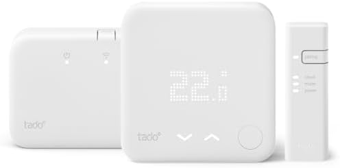 tado° Starter Kit - Wireless Smart Thermostat V3+ Incl. Programmer with Hot Water Control, Designed in Germany, Works with Alexa, Siri & Google Assistant (White)