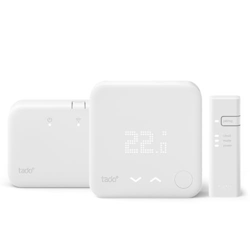 tado Starter Kit - Wireless Smart Thermostat V3+ Incl. Programmer with Hot Water Control Designed in Germany Works with Alexa Siri & Google Assistant (White)