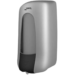 Dispensador Aitana Jofel - Dosificador de Jabón para Pared, Recargable con Cartuchos de Espuma y Gel con Capacidad de 1L, Dispensador Jabón Baño, Válvula Anticorrosión y Antigoteo, Carcasa ABS, Aitana AC73300, Plata