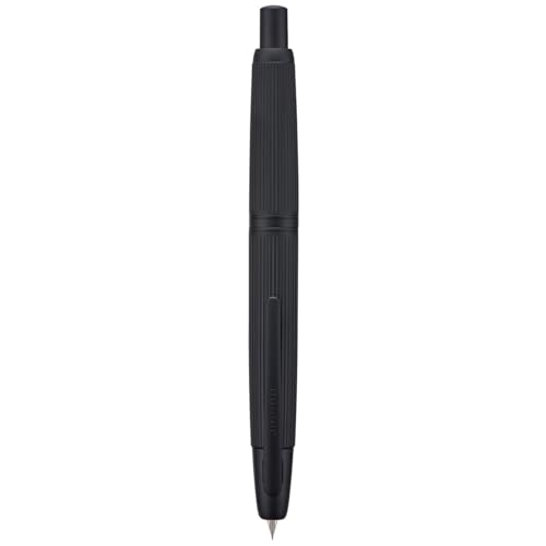 Image of Jinhao 10 Press Fountain Pen with Box, Matte Black Chrome Retractable Fine Nib with Converter Set (Black Clip)