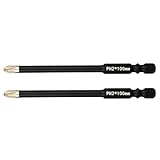 Bokuyoku ダイヤモンド黒曜ビット 防滑 強力食いつき W溝タイプ 日米インパクトドライバー対応 マグネット入り 6.35mm六角軸 電動ドライバービット 2本 (+2×100)