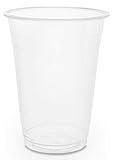 Plantvibes ® 50 transparente Bio Einwegbecher, 100% kompostierbar & biologisch abbaubar, stabile Trinkbecher perfekt als Partybecher für Kaltgetränke, Bio Einweg-Geschirr, Bio Plastikbecher