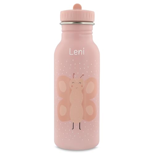 wunderwunsch Trinkflasche personalisiert für Kinder, Flasche personalisiert, Babyflasche, Kinder Flasche, Trixie Trinkflaschen mit individuellem Namen (Schmetterling, 500ml)