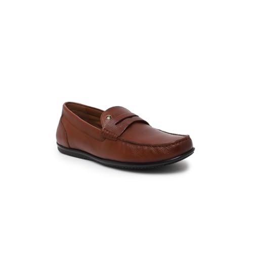 Image of Louis Philippe Men Premium Leather Breathable Lining Material Anti Slip Flat Heel Rubber Sole Formal Loafers