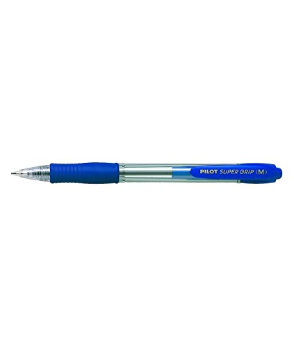 PILOT - Boligrafo super grip azul -retractil -sujecion de caucho -tinta base de aceite (12 unidades)