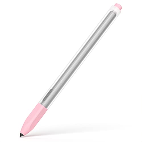 Image of Compatible with Samsung Galaxy Tab S7 /S7+ /S7 FE /S8 /S8+ /S8 Ultra /S9 /S9+ /S9 Ultra Pencil Case S Pen Case, Silicone Translucent Non-Slip Cover. (Pink)