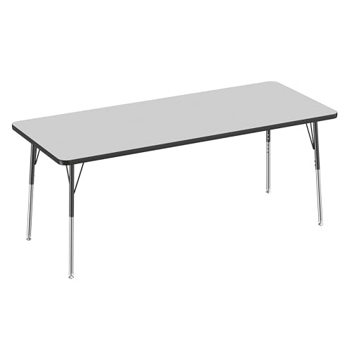 FDP 30" x 72" Rectangle Table with Swivel Glide Legs - Gray/Black