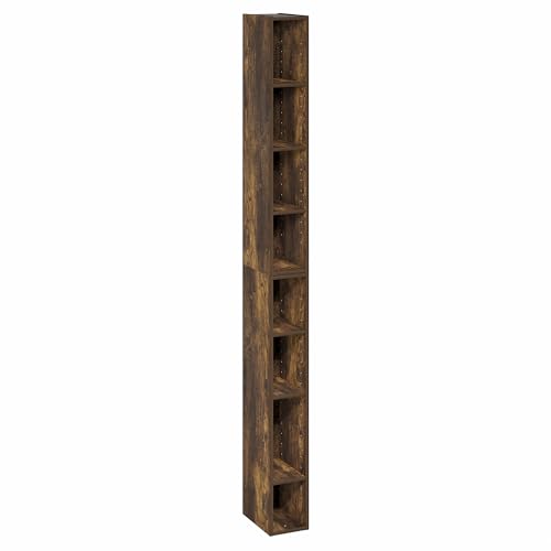 Image of Furinno Fulda Book Shelf, 8-Tier Bookshelf, Bookcase with Space Saving Storage Shelf, 9.2 x 5.9 x 70.9, for Living Room, Bedroom, Home Office, Amber Pine