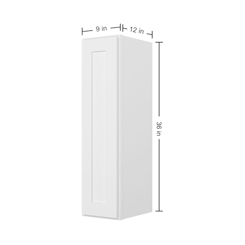Image of Furinno Shaker 1-Door-2 Shelves Wall Kitchen Cabinet, Ready to Assemble, 12 D x 9 W x 36 H, White